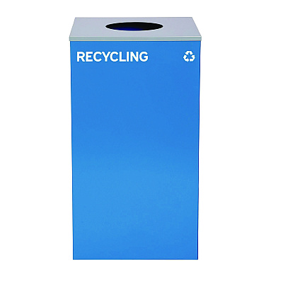 Alpine 29 Gallon Trash/Recycling Cans, Steel, Blue Recycling Can w/Circle Lid, Green Compost Can and Black Trash Can w/Square Lids (ALH4450BLKKIT32)