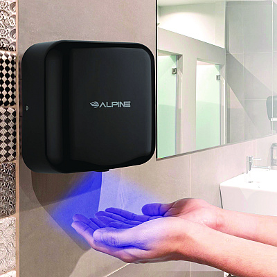 Alpine Hemlock Commercial Automatic 120V Hand Dryer, 6.69 x 11.41 x 12.31, Stainless Steel, Black (ALHALP40010BLA)