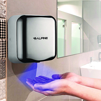 Alpine Hemlock Commercial Automatic 120V Hand Dryer, 6.68 x 11.41 x 12.31, Stainless Steel, Chrome (ALHALP40010CHR)