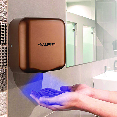 Alpine Hemlock Commercial Automatic 120V Hand Dryer, 6.68 x 11.41 x 12.31, Stainless Steel, Copper (ALHALP40010COP)