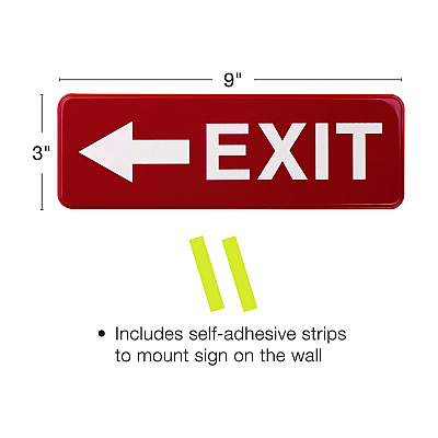 General Printing & Design Emergency Exit Indoor/Outdoor Wall Sign, 9 x 3, Red Face, White Graphics, 2/Pack (EXOEGPHD0257S)
