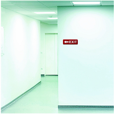 General Printing & Design Emergency Exit Indoor/Outdoor Wall Sign, 9 x 3, Red Face, White Graphics, 2/Pack (EXOEGPHD0257S)