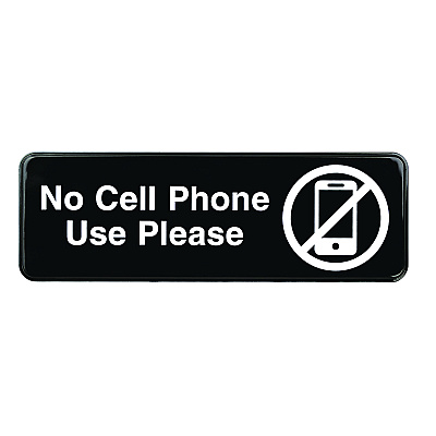 General Printing & Design No Cell Phone Use Please Indoor/Outdoor Wall Sign, 9 x 3, Black Face, White Graphics, 3/Pack (EXOEGPHD0266S)