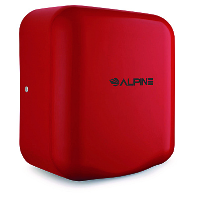 Alpine Hemlock Commercial Automatic 120V Hand Dryer, 6.68 x 11.41 x 12.31, Stainless Steel, Red (ALHALP40010RED)