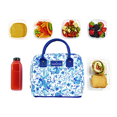 fit + fresh Simplified Lunch Bag, 9 x 6 x 10, Blue Floral (FAF7039SIM3166)