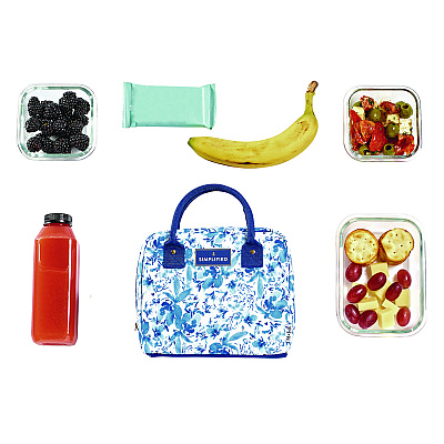 fit + fresh Simplified Lunch Bag, 9 x 6 x 10, Blue Floral (FAF7039SIM3166)