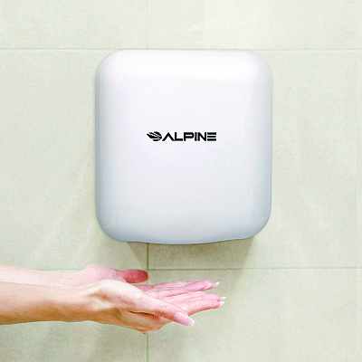 Alpine Hemlock Commercial Automatic 120V Hand Dryer, 6.68 x 11.41 x 12.31, Stainless Steel, White (ALHALP40010WHI)