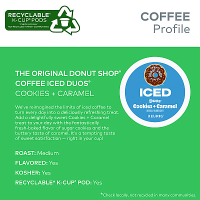 The Original Donut Shop Iced Duos Cookies + Caramel Iced Coffee K-Cup Pods, 24/Box (GMT5000373021)