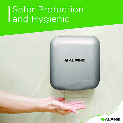 Alpine Hemlock Commercial Automatic 120V Hand Dryer, 6.68 x 11.41 x 12.31, Stainless Steel, Chrome (ALHALP40010CHR)