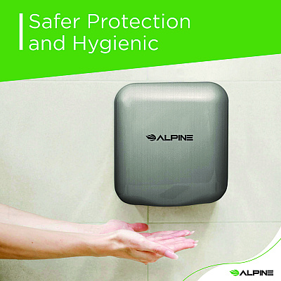 Alpine Hemlock Commercial 220V Automatic Hand Dryer, 6.68 x 11.41 x 12.31, Stainless Steel, Silver (ALHALP40020SSB)