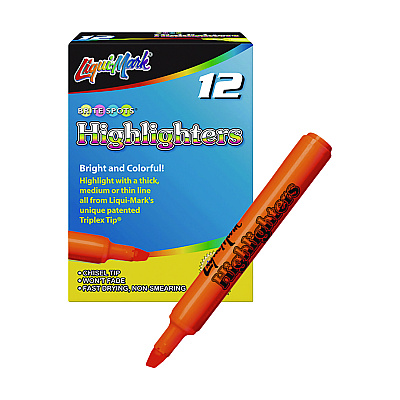LIQUI-MARK Tank Fluorescent Highlighter, Orange Ink, Chisel Tip, Orange Barrel, Dozen (LQM60625)