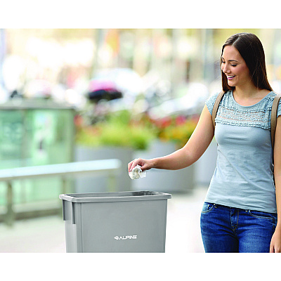 Alpine Slim 23 Gallon Indoor Trash Can, Plastic, Gray (ALH477GRY)