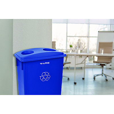 Alpine Slim 23 Gallon Recycling Bin, Plastic, Blue (ALH477RBLU)