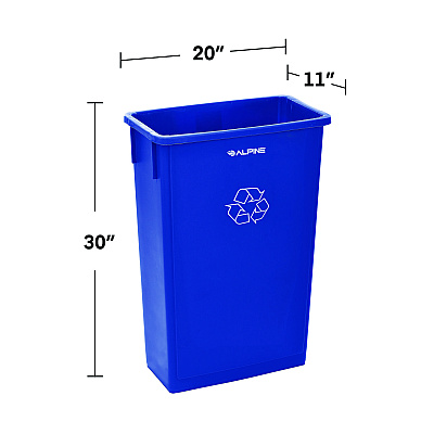 Alpine Slim 23 Gallon Recycling Bin, Plastic, Blue (ALH477RBLU)