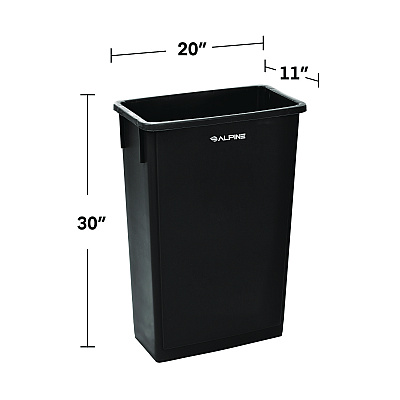 Alpine Slim 23 Gallon Indoor Trash Can, Plastic, Black (ALHALP477BLK)