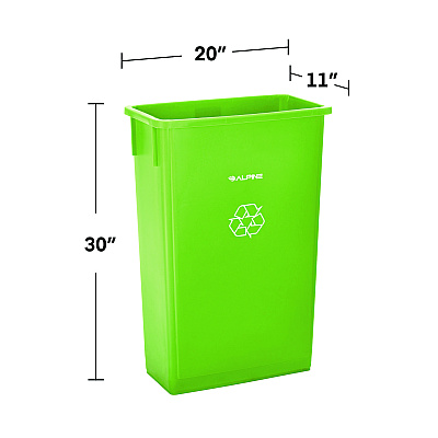 Alpine Slim 23 Gallon Recycling Bin, Plastic, Lime Green (ALHALP477LGRN)