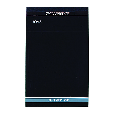 Cambridge Notepad, Wide/Legal Rule, Black Cover, 70 Yellow 5 x 8 Sheets, 2/Pack (MEA59876)
