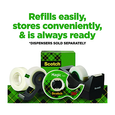 Scotch Magic Tape Cabinet Pack, 1" Core, 0.75" x 27.7 yds, Clear, 12/Pack (MMM810K12CP)