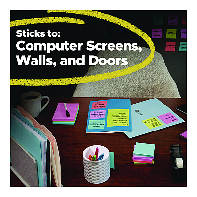 Post-it Notes Super Sticky Pad Collection Assortment Pack with Transparent Notes, Assorted Colors/Ruling/Sizes, 4 Pads/Pack (MMM4622SSGRIDTR)