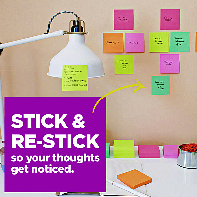 Post-it Notes Super Sticky Pads in Playful Primary Colors, 3" x 3", 45 Sheets/Pad, 5 Pads/Pack (MMM33215SSAN)
