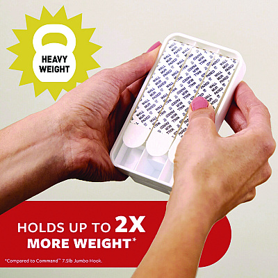 Command X-large Utility Hooks, Plastic, White, 15 lb Capacity, 2 Hooks and 8 Strips/Pack (MMM170112ES)