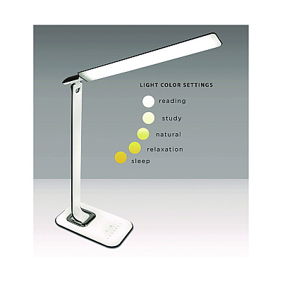 MOUNT-IT! Turcom RelaxaLight Dimmable LED Desk Lamp with USB, Adjustable Neck, 16" to 28.5" High, White (MNITS7005)