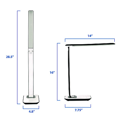 MOUNT-IT! Turcom RelaxaLight Dimmable LED Desk Lamp with USB, Adjustable Neck, 16" to 28.5" High, White (MNITS7005)