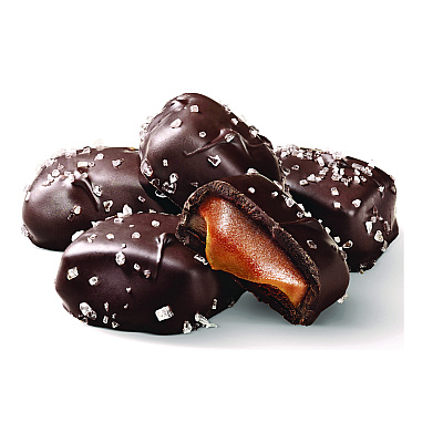 Performance Food Group Small Batch Wonders Dark Chocolate Sea Salt Caramels, 18 oz Tub (NDEMRY30987)