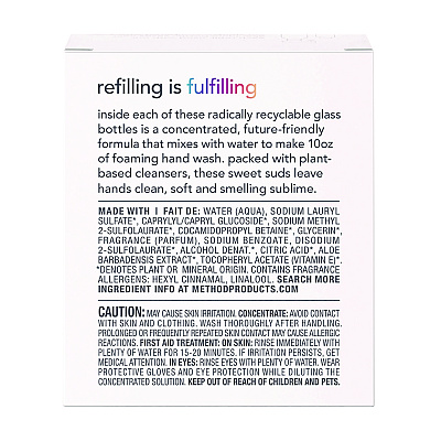 Method Refill + Reuse Foaming Hand Soap Refill, Sea Minerals, 1 oz Refill Bottle, 2/Pack (MTH356009)