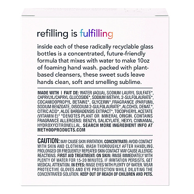 Method Refill + Reuse Foaming Hand Soap Refill, Sweetwater, 1 oz Refill Bottle, 2/Pack (MTH356011)
