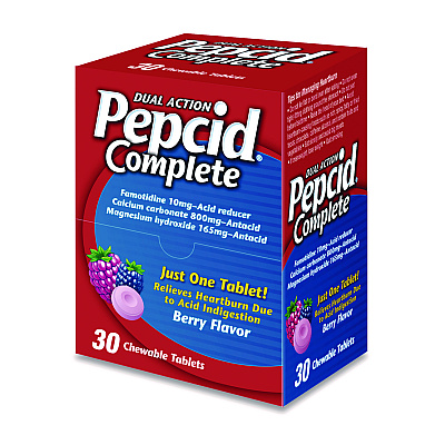 Pepcid Complete Dual-Action Antacid, Berry Flavor, 30/Box (PCD64228)