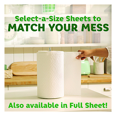 Bounty Select-a-Size Kitchen Roll Paper Towels, 2-Ply, 11 x 5.9, White, 135 Sheets/Roll, 4 Rolls/Pack (PGC06134)
