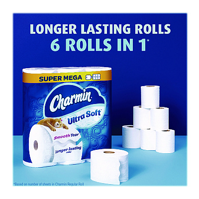 Charmin Ultra Soft Bathroom Tissue, Septic Safe, 2-Ply, White, 336 Sheets/Roll, 12 Rolls/Pack (PGC08471)