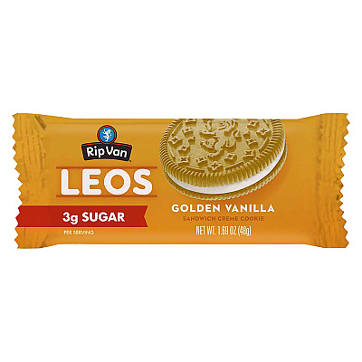 Rip Van Leos Golden Vanilla Sandwich Cookies, 2 Cookies/Pack, 10 Packs/Box (RIPRVW62001)