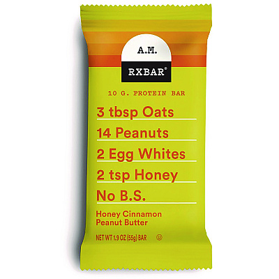 A.M. RXBAR Gluten-Free Honey Cinnamon Peanut Butter Protein Bar, 1.9 oz Bar, 12/Box (RXBKEE00533)