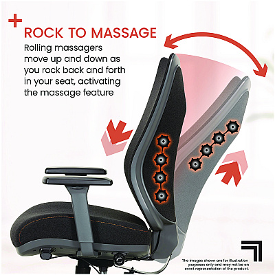 Sharper Image Revive Shiatsu Ergonomic Mesh Swivel Massage Chair, Supports Up to 275 lbs, 19.75" to 22.75" Seat Height, Black Seat/Back (SBI60097BLK)