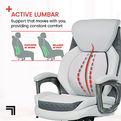 Sharper Image Ergonomic Bonded Leather Swivel Executive Massage Chair, Supports Up to 275 lbs, 20" to 23" Seat Height, Off-White (SBI60098WHT)