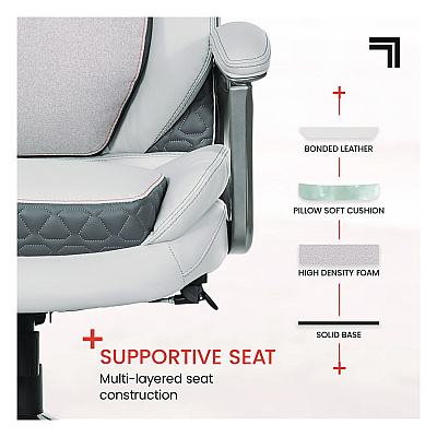 Sharper Image Ergonomic Bonded Leather Swivel Executive Massage Chair, Supports Up to 275 lbs, 20" to 23" Seat Height, Off-White (SBI60098WHT)