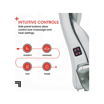 Sharper Image Ergonomic Bonded Leather Swivel Executive Massage Chair, Supports Up to 275 lbs, 20" to 23" Seat Height, Off-White (SBI60098WHT)