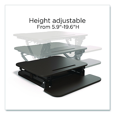 Union & Scale FlexFit Manual Adjustable Desk Converter, 26.7 x 30.8 x 5.9 to 19.6, Black (UN44901)