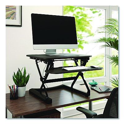 Union & Scale FlexFit Manual Adjustable Desk Converter, 26.7 x 30.8 x 5.9 to 19.6, Black (UN44901)
