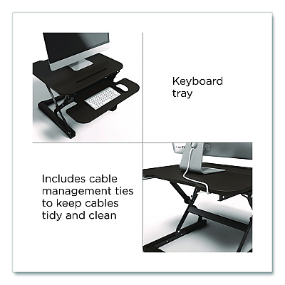 Union & Scale FlexFit Manual Adjustable Desk Converter, 26.7 x 30.8 x 5.9 to 19.6, Black (UN44901)