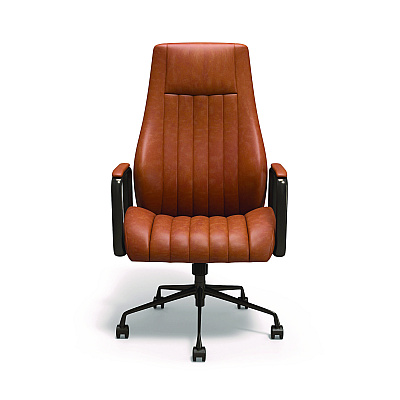 Union & Scale Industria 3-50L Ergonomic Bonded Leather Swivel Manager Chair, Supports Up to 275 lbs, 16.81" to 20.55" Seat Height, Brown (UOSUN61642CC)