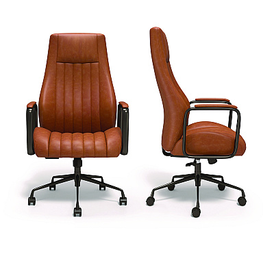 Union & Scale Industria 3-50L Ergonomic Bonded Leather Swivel Manager Chair, Supports Up to 275 lbs, 16.81" to 20.55" Seat Height, Brown (UOSUN61642CC)