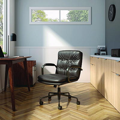 Union & Scale Industria 3-40C Bonded Leather Swivel Manager Chair, Supports Up to 275 lbs, 18.31" to 22.05" Seat Height, Gray Seat/Back (UOSUN61643CC)