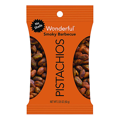 Wonderful No Shells Smoky Barbecue Pistachios, 2.25 oz Pack, 8/Box (WPSPAR70031)