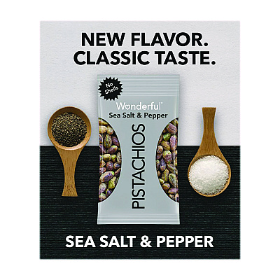 Wonderful No Shells Sea Salt and Pepper Pistachios, 2.25 oz Pack, 8/Box (WPSPAR70144)