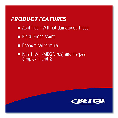 Betco Rest Stop Non-Acid Bowl and Restroom Cleaner, Floral Fresh Scent, 32 oz Bottle, 12/Carton (BET0701200)