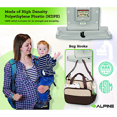Alpine Compact Horizontal Baby Changing Station, 32 x 18, White (ALHALP411E)