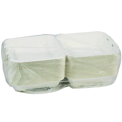 Pactiv Evergreen EarthChoice PFAS Free Compostable Hinged Lid Container, 9 x 9 x 3, White, Sugarcane, 150/Carton (PCTYMCH0901BB)